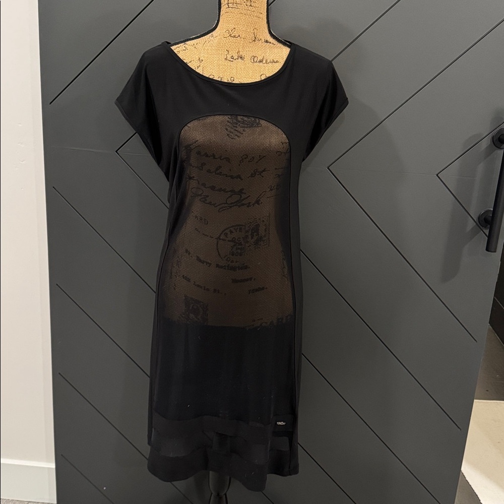 Deca black sheer slip dress